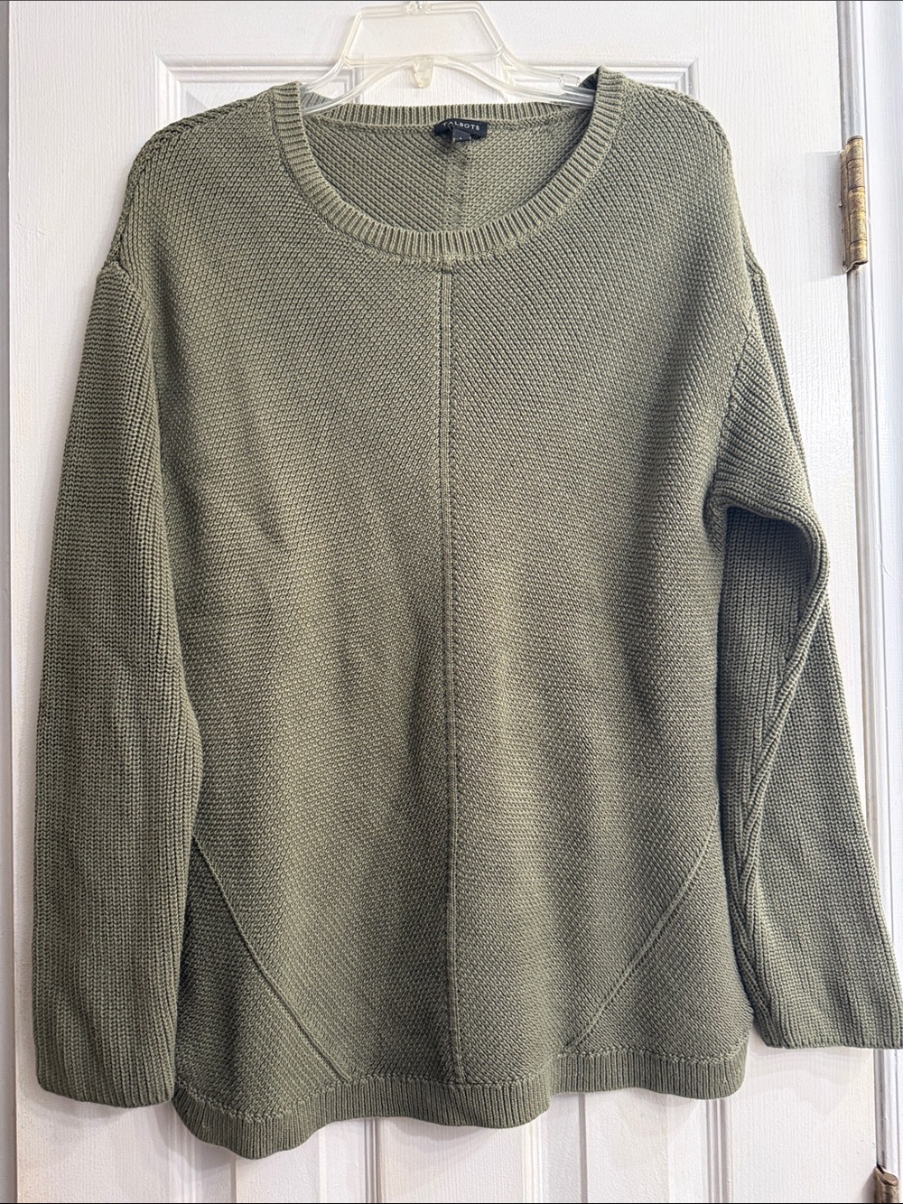 Talbots Women's Olive Green Knit Crewneck Sweater size L